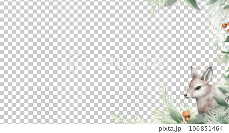 Christmas watercolor background with animal and pine cones Christmas watercolor background with animal and pine cones 106851464