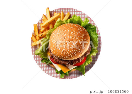 Delisious burger on the plate isolated 106851560