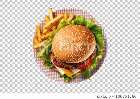 Delisious burger on the plate isolated 106851560