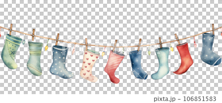Watercolor Christmas garland isolated 106851583