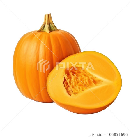 Cut half of pumpking isolated 106851696