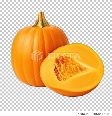 Cut half of pumpking isolated 106851696