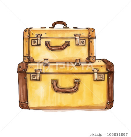 Retro watercolor suitcases isolated 106851897