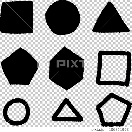 Hand-drawn square, circle, pentagon, hexagon illustration material set 106851998