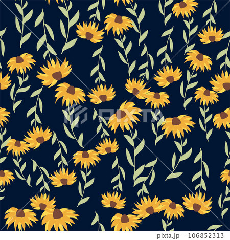 Rudbeckia Contrast floral summer background, seamless pattern for textile, paper 106852313
