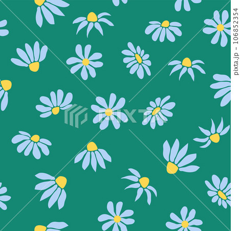 Boho Chamomile vintage seamless pattern. Hippie flower power retro textile print, groovy botanical wallpaper 106852354