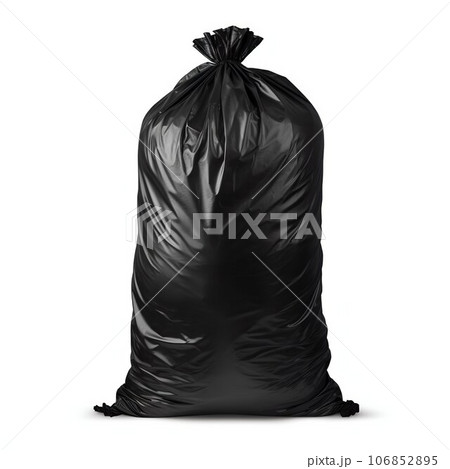 Sealed Black Garbage Bag Isolated on White Background. Generative ai 106852895