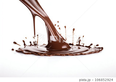 Flowing Chocolate Drip Isolated on White Background. Generative ai 106852924