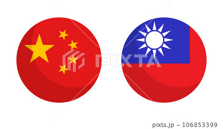 丸い中国国旗と台湾国旗のアイコンセット。ベクター。 106853399