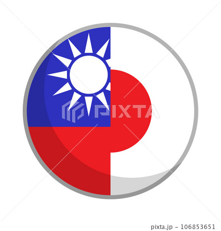 丸い台湾国旗と日本国旗 106853651