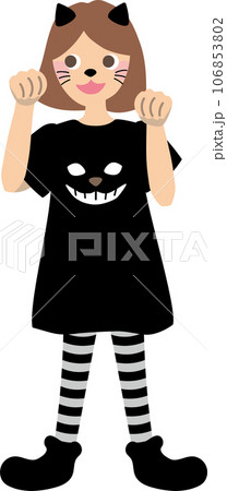 編集可能!おしゃれでかわいいハロウィン仮装黒猫のコスプレをした小学生の女の子のベクターイラスト 編集可能!おしゃれでかわいいハロウィン仮装黒猫のコスプレをした小学生の女の子のベクターイラスト 106853802