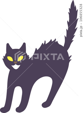 ハロウィン 優しい色の威嚇する怒る黒猫のおしゃれでかわいい楽しいポップなベクターイラスト 106855328