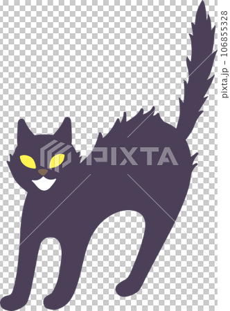 ハロウィン 優しい色の威嚇する怒る黒猫のおしゃれでかわいい楽しいポップなベクターイラスト 106855328