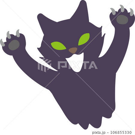 ハロウィン 優しい色の威嚇する怒る黒猫のおしゃれでかわいい楽しいポップなベクターイラスト 106855330