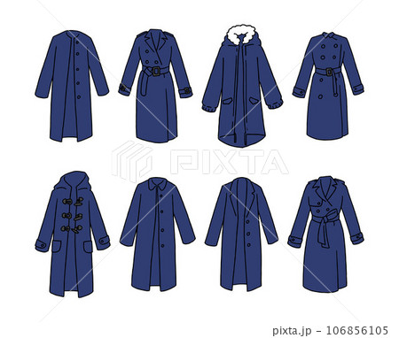 ネイビーのコートのイラストセット 106856105