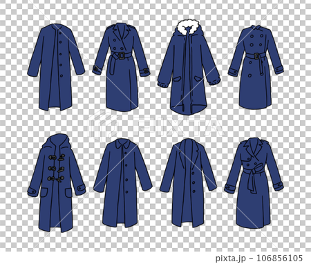 ネイビーのコートのイラストセット 106856105