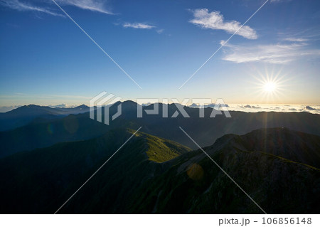塩見岳から見る白根三山の稜線 塩見岳から見る白根三山の稜線 106856148