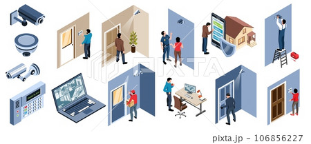 Home Security Isometric Icons 106856227