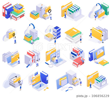 Isometric Archive Icon Set Isometric Archive Icon Set 106856229