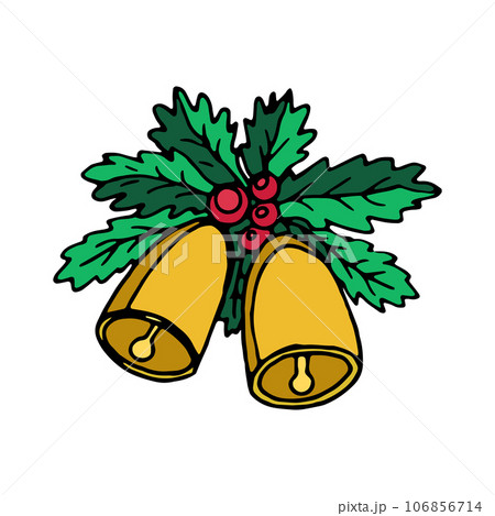 Christmas bells with holly leaves and berries 106856714