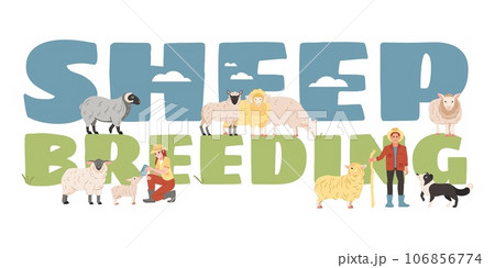 Sheep Breeding Flat Text 106856774