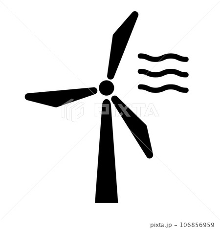 風力発電と風のシルエットアイコン。ベクター。 106856959