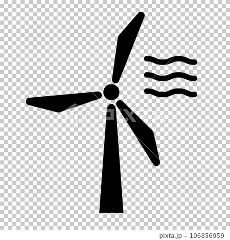 風力発電と風のシルエットアイコン。ベクター。 106856959