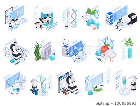Biotechnology Isometric Compositions Set 106856993
