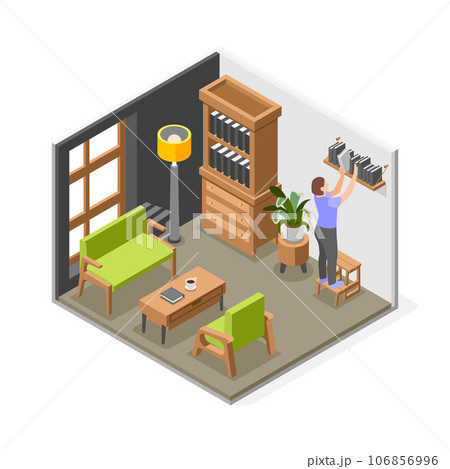Woman With Step Stool Composition 106856996
