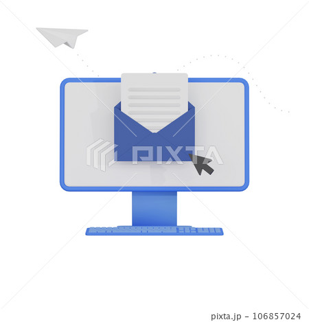 3DCG｜デスクトップパソコンのモニターとメール 106857024