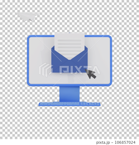 3DCG｜デスクトップパソコンのモニターとメール 106857024