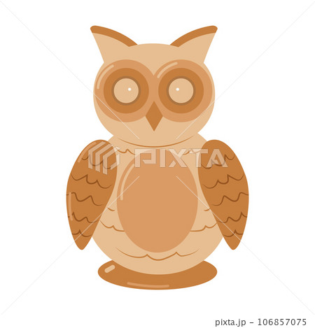 Lighting devices for decorating any home interior. A table lamp in the shape of an owl. Interior design. Vector flat illustration... 106857075
