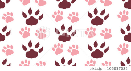 Seamless pattern with traces cat and dog. Pattern design for fabric, clothing, poster, banner, background. Vector flat illustration. Seamless pattern with traces cat and dog. Pattern design for fabric, clothing, poster, banner, background. Vector flat illustration. 106857082