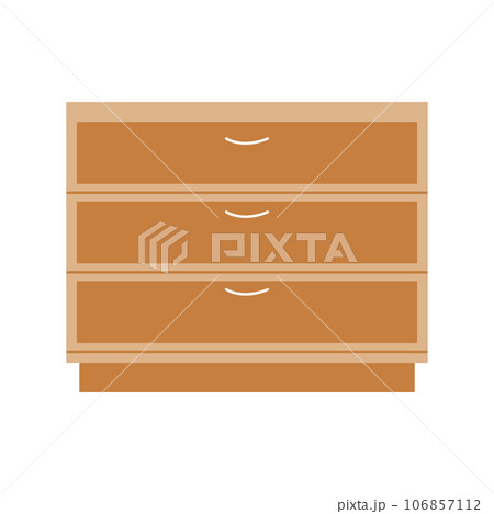 Storage furniture set in the living room. Chest of drawers with light finish. Interior design concept. Vector flat illustration... 106857112