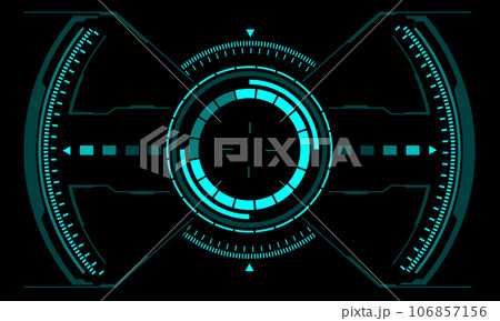 HUD sci-fi interface screen view blue geometric on black design virtual reality futuristic technology creative display vector 106857156
