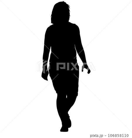 Silhouette of a walking girl on a white background 106858110