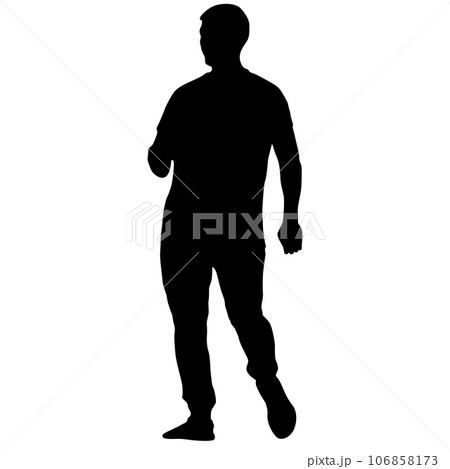 Silhouette of a walking man on a white background 106858173