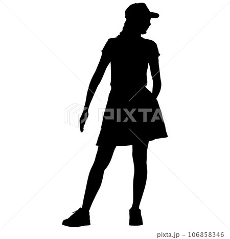 Silhouette of a walking girl on a white background 106858346
