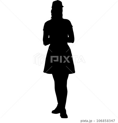 Silhouette of a walking girl on a white background 106858347