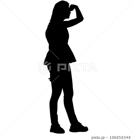 Silhouette of a walking girl on a white background 106858348