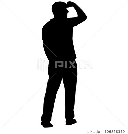 Silhouette of a walking girl on a white background 106858350