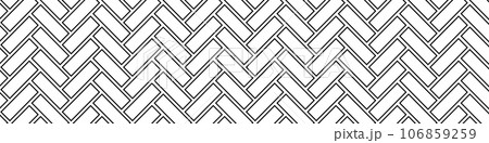 White herringbone pattern for kitchen backsplash and bathroom floor. Seamless texture resembling ceramic and wood. Flat vector illustrations isolated in background. 106859259