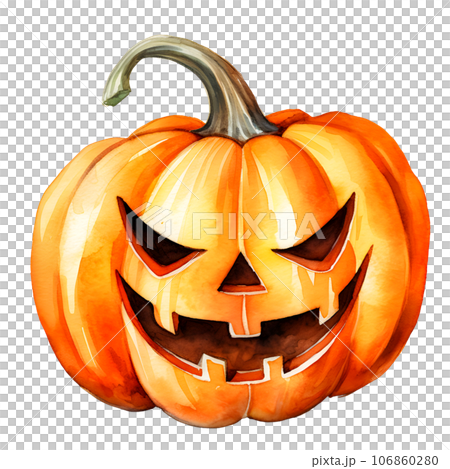 Halloween pumpkins clip art watercolor illustration, Jack O Lantern 106860280