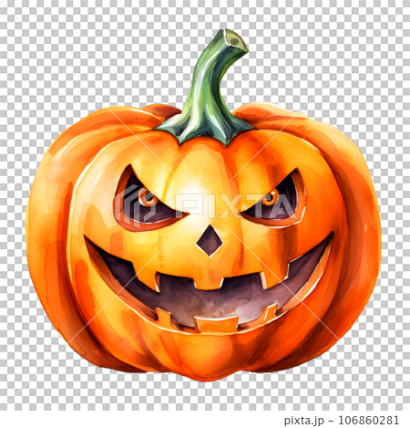 Halloween pumpkins clip art watercolor illustration, Jack O Lantern 106860281