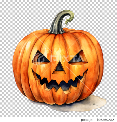 Halloween pumpkins clip art watercolor illustration, Jack O Lantern 106860282