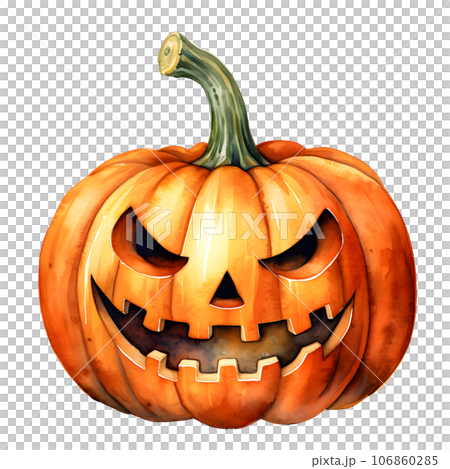 Halloween pumpkins clip art watercolor illustration, Jack O Lantern 106860285