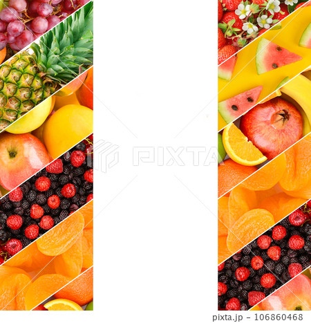 Set of fruits isolated on white background. Free space for text. Collage. Set of fruits isolated on white background. Free space for text. Collage. 106860468