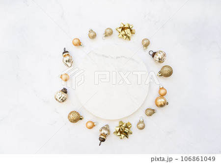 White marble cosmetic podium product design and Christmas decorate White marble cosmetic podium product design and Christmas decorate 106861049
