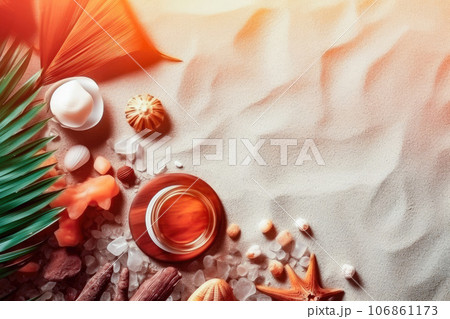 Seashell and Plant Collage Background - Generative AI Seashell and Plant Collage Background - Generative AI 106861173