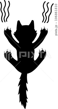 ハロウィン 滑り落ちる黒猫のおしゃれでかわいい楽しいポップな後ろ姿のベクターイラスト 106861810